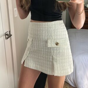 ZARA Tweed White Mini Skirt